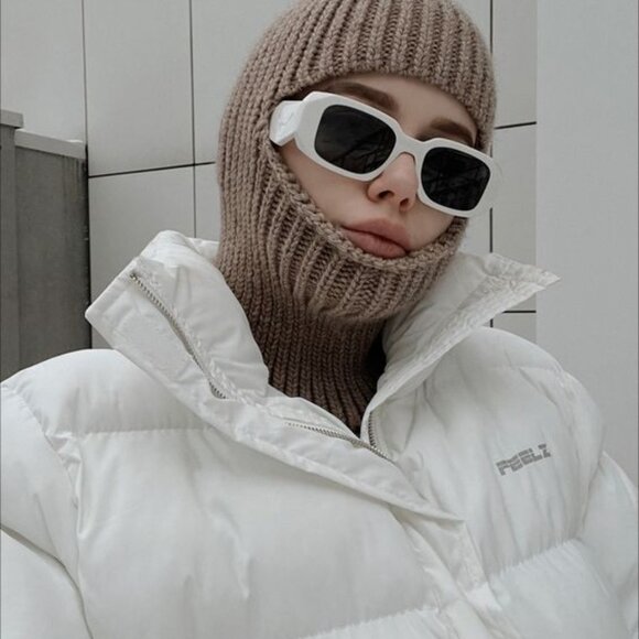 Prada PR17WS 1425S0 Sunglasses Talc Rectangle Frame, Dark Grey Lenses - Picture 11 of 14